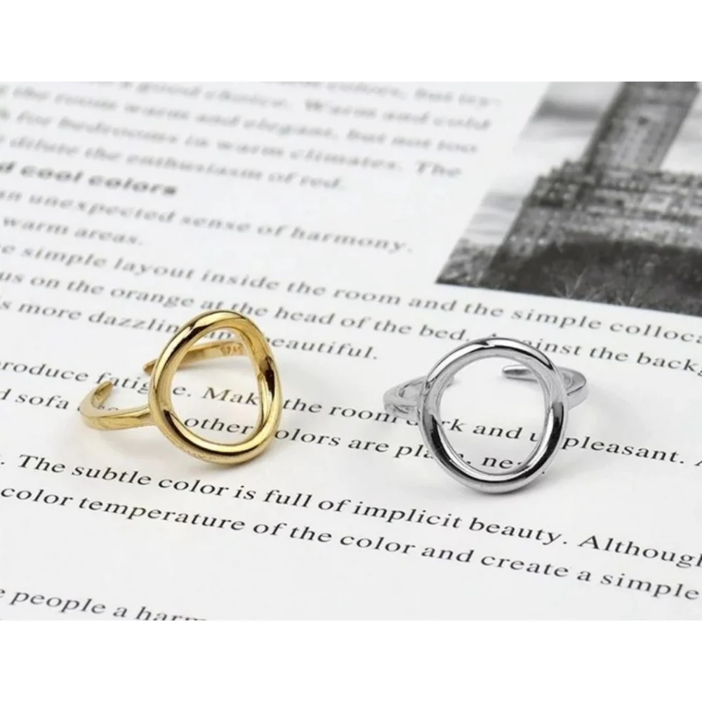 NEW Women's Solid Circle Ring Adjustable‎ Gold Plated S925